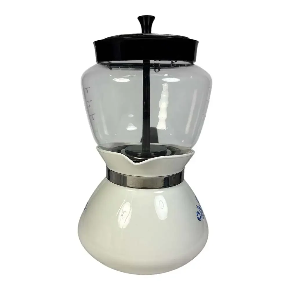 Corning Ware Vintage Blue Cornflower 6 Cup Drip-O-Lator Coffee Maker P-114-U